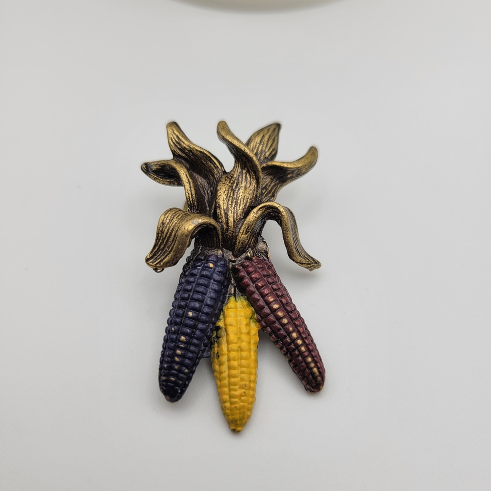 One-of-a-Kind Multicolor Corn Cob Lapel Pin - Picture 2 of 7